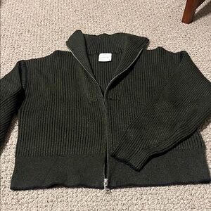 Varley Dark Green Ribbed Cardigan